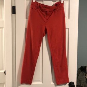 Anthropologie Essential Slim Trouser | Size 6 | Ankle Cut | red and tan plaid